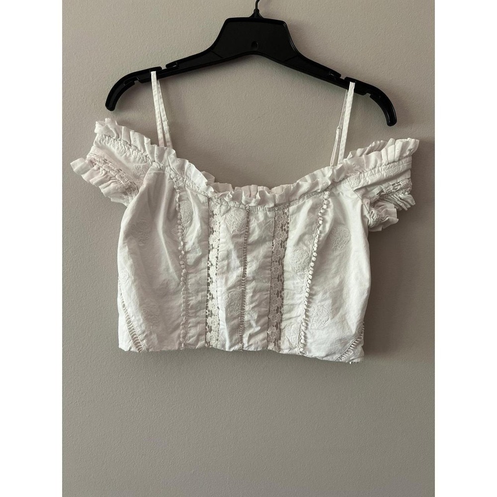 Anthropologie Off-The-Shoulder Corset Top White Size 6